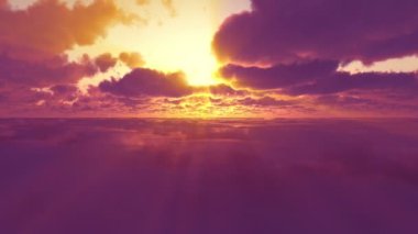 Gün batımının üzerinde uç güneş ışığı