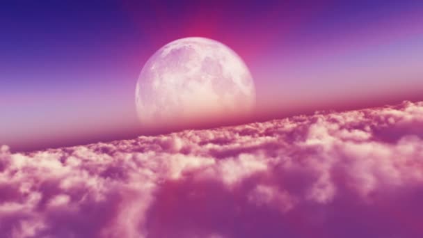 Latać Nad Chmurami Księżyc Dzień — Wideo stockowe