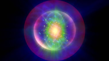 Atom ışığı ışıltısı soyut, 3 boyutlu resimleme