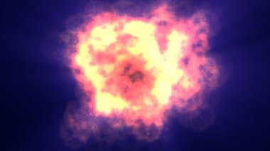 Uzayda ateş topu patlaması, soyut illüstrasyon