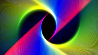 Soyut arkaplanın renkli geometrik parlak çizgileri, 3D görüntüleme