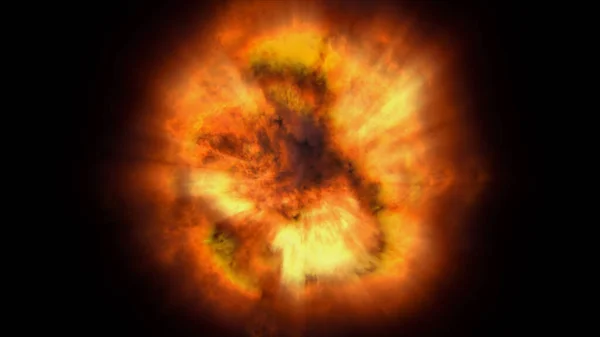 Explosion Boule Flamme Feu Dans Espace Illustration Abstraite — Photo