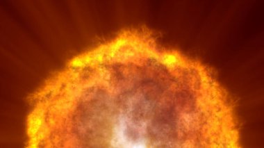 Uzayda ateş topu patlaması, soyut illüstrasyon