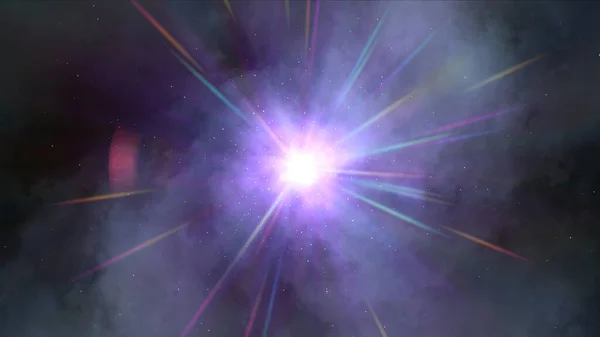 Kosmos Stjärna Stråle Ljus Utrymme Partikel Nebulosa Illustration Render — Stockfoto