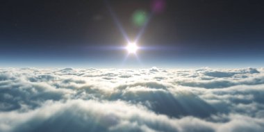 Bulutların üzerinde uçan rüya ışığı, üç boyutlu resimleme