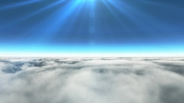 Acima Nuvens Sol Raio Renderização Ilustração — Fotografia de Stock