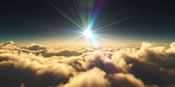 Clouds Sunrise Sun Ray Illustration Rendering — Stock Photo, Image