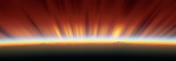 Восход Солнца Космоса Рендеринг Иллюстрации — стоковое фото