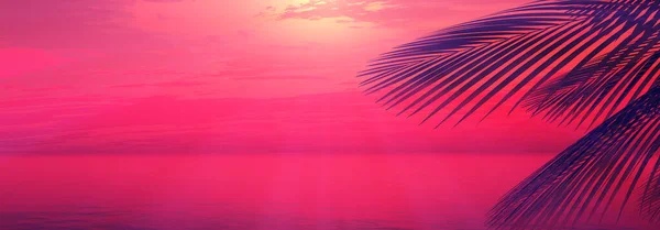 Zachód Słońca Morze Palma Krajobraz Ilustracja Renderować — Zdjęcie stockowe