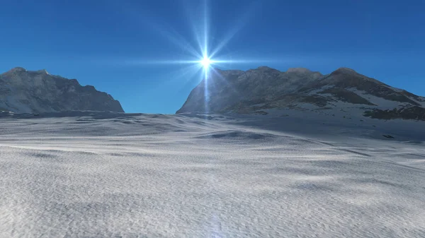 Горный Снежный Луч Солнца Иллюстрация Рендеринг — стоковое фото