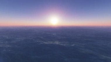 Okyanusun üzerinde uç günbatımı ufku