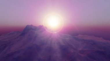 Gün batımında dağın üzerinden uç.