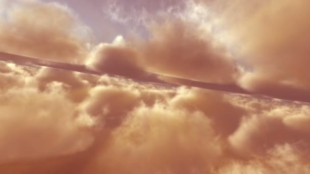 Volare Sopra Nuvole Tramonto Sole Raggio — Video Stock