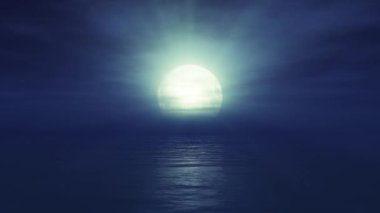 Deniz ve dolunay ışığı 4k