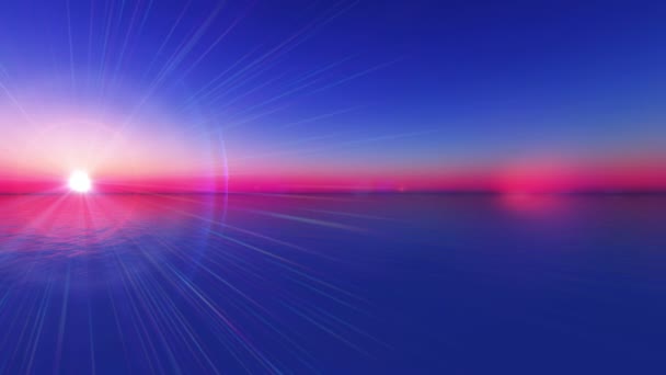 Horizon Sea Sunset Sun Ray Light — Stock Video