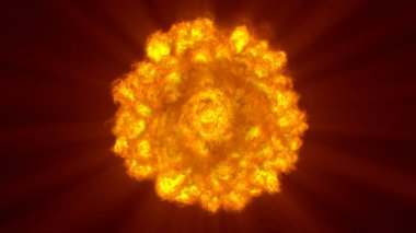 Uzayda ateş topu patlaması, soyut illüstrasyon