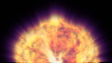 Uzayda ateş topu patlaması, soyut illüstrasyon