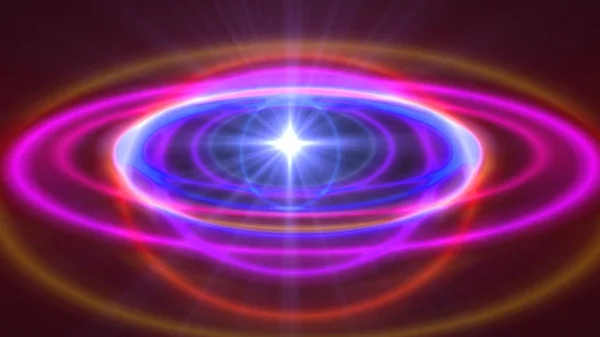 Abstraktes Atom Farbe Ringe Hintergrund Strahl Licht — Stockfoto