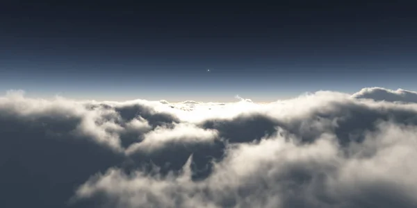 Álom Repülni Felhők Felett Sugár Fény Renderelés Illusztráció — Stock Fotó