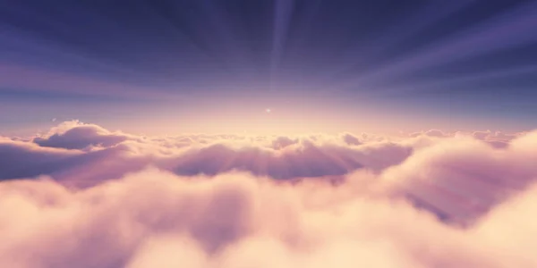 Arriba Nubes Amanecer Sol Rayo Ilustración Renderizado —  Fotos de Stock