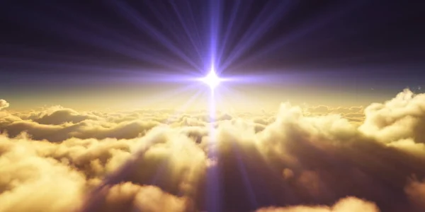 Над Хмарами Ілюстрація Сонячного Променя Сонця Рендеринг — стокове фото