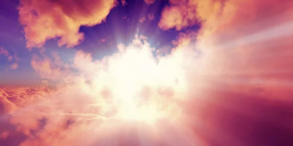 Acima Nuvens Sol Raio Por Sol Renderizar Ilustração — Fotografia de Stock
