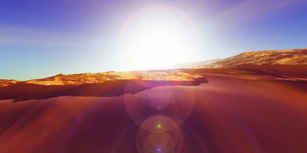 Pôr Sol Das Dunas Deserto Ilustração Renderização — Fotografia de Stock