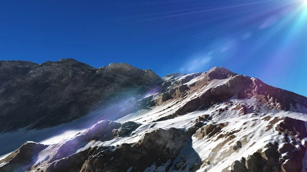 Vuoren Lumi Aurinko Ray Kuvitus Renderöinti — kuvapankkivalokuva