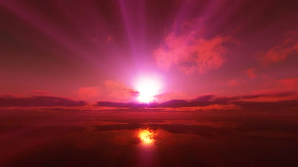 Západ Slunce Klidně Slunce Paprsek Vykreslení Ilustrace — Stock fotografie