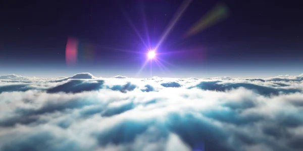 Sueño Volar Por Encima Las Nubes Rayo Luz Representación Ilustración —  Fotos de Stock