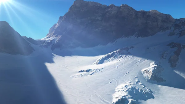 山地雪光图解 3D渲染 — 图库照片