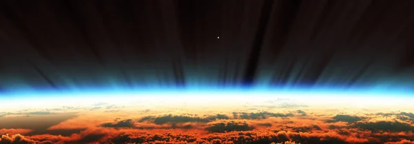 Wschód Słońca Zorzy Kosmicznej Ilustracja Renderowania — Zdjęcie stockowe