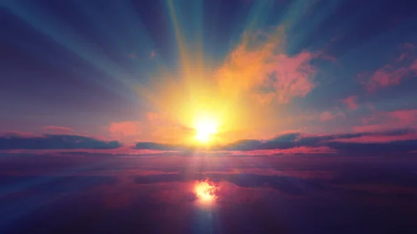 Ηλιοβασίλεμα Ήρεμα Θάλασσα Ακτίνες Του Ήλιου Καθιστούν Εικονογράφηση — Φωτογραφία Αρχείου