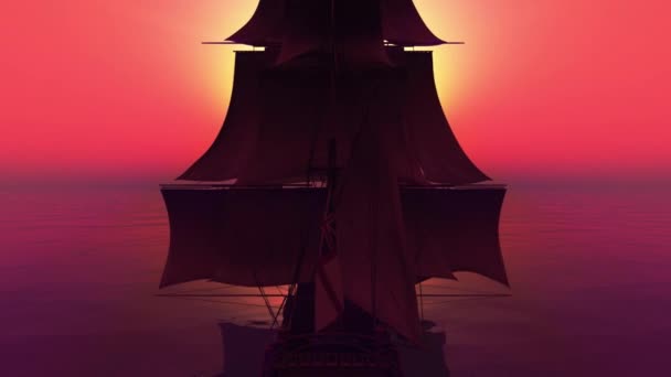 Old Ships Ocean Sunset — Stock videók