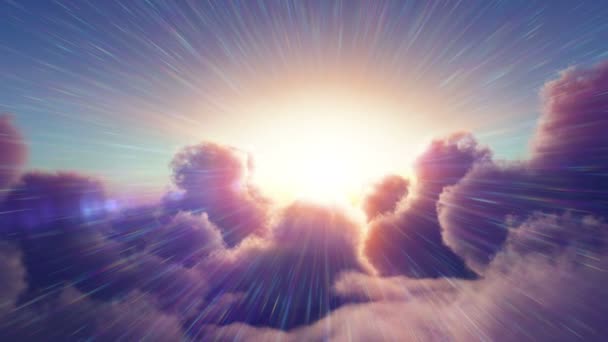 Volar Sobre Puesta Sol Sobre Las Nubes Rayo Sol — Vídeo de stock