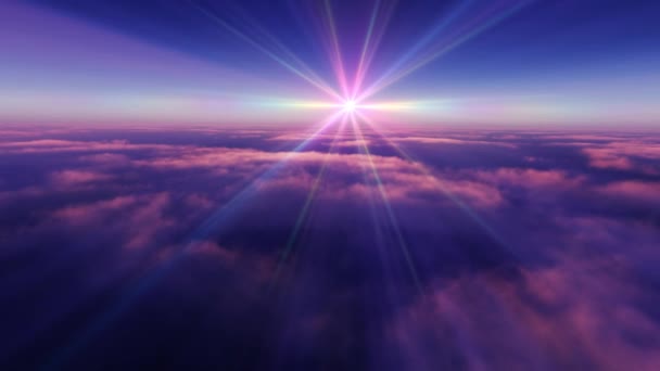 Voar Acima Luz Sol Nuvem — Vídeo de Stock
