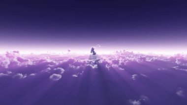 bulutların üzerindeki yüksek soyut manzara 4k