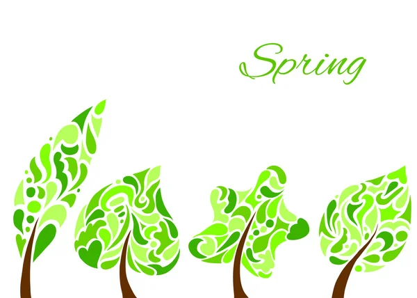 Zestaw drzew wiosną — Wektor stockowy