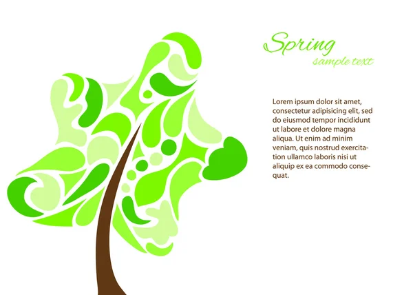 Frühlingsbaum auf weißem Hintergrund, Vektorbild — Stockvektor