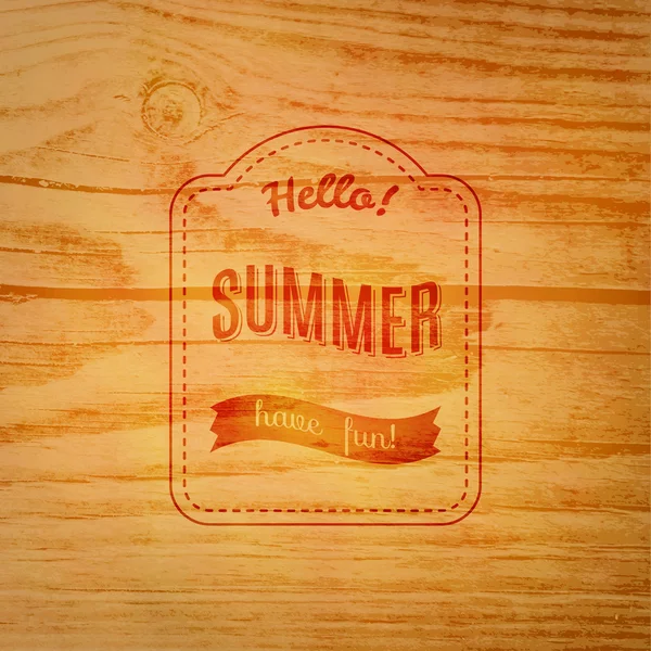Label musim panas di atas latar belakang kayu - Stok Vektor