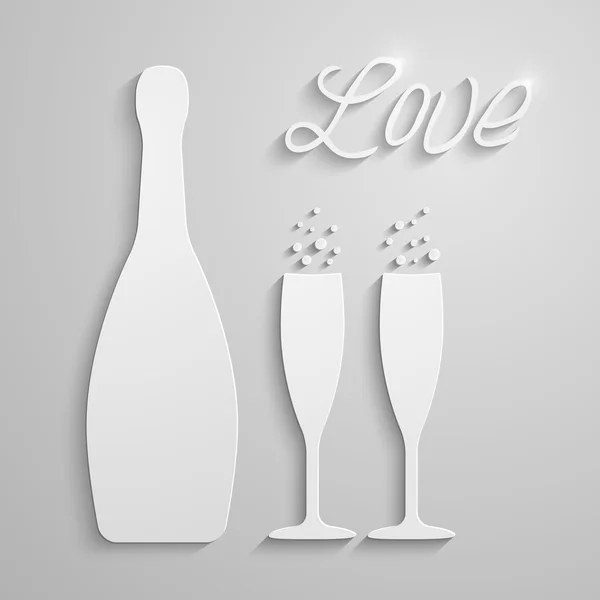 Vector two glasses with champagne — Stock Vector