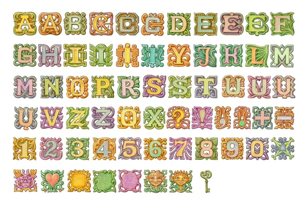 Fairy-tale colorful alphabet painting. Isolated on white — Stock Photo, Image