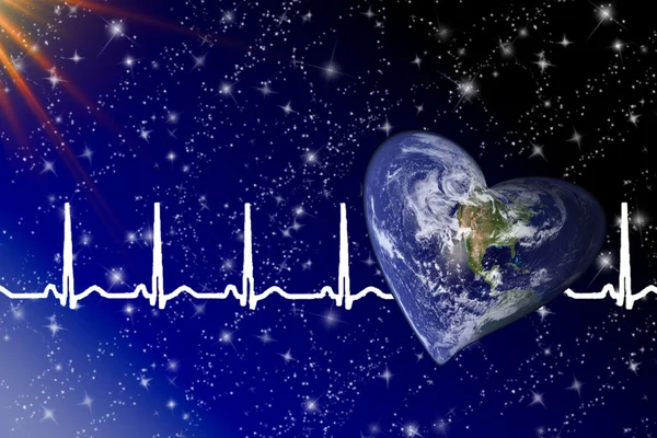 Планета Земля в форме сердца в космосе Стоковая Картинка