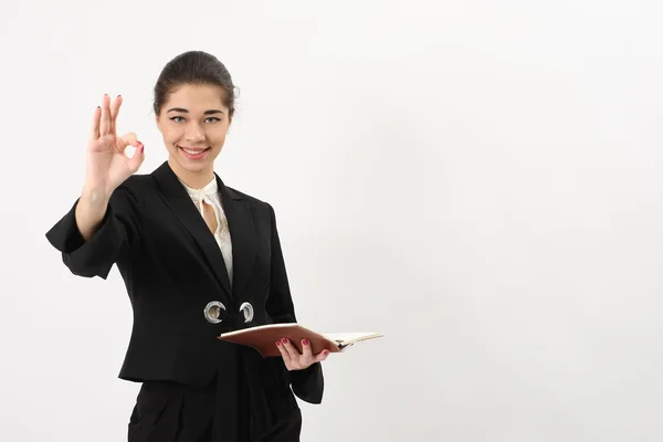 Business woman showing OK hand — Stock Photo, Image