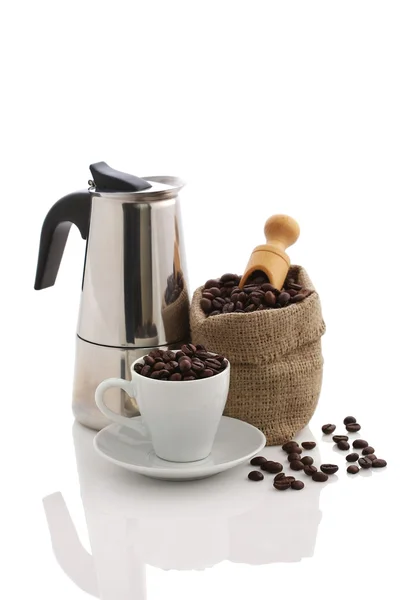 Cup fuld af kaffebønner - Stock-foto