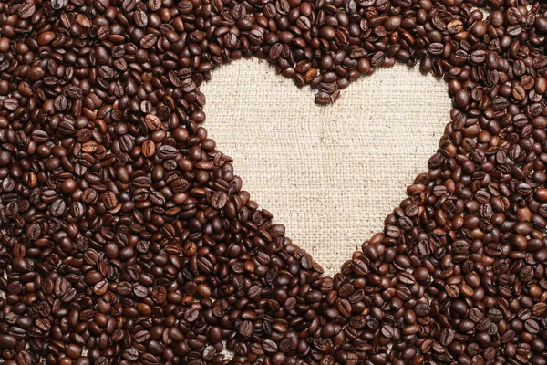 Heart coffee frame made of coffee beans — Stock Photo, Image