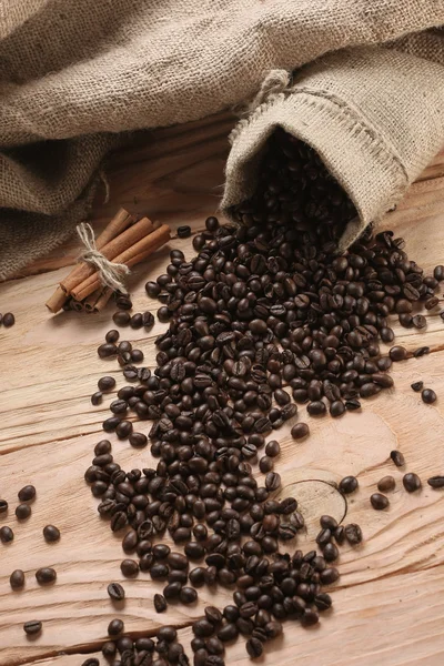 Coffee beans in coffee sack — Stock Photo, Image