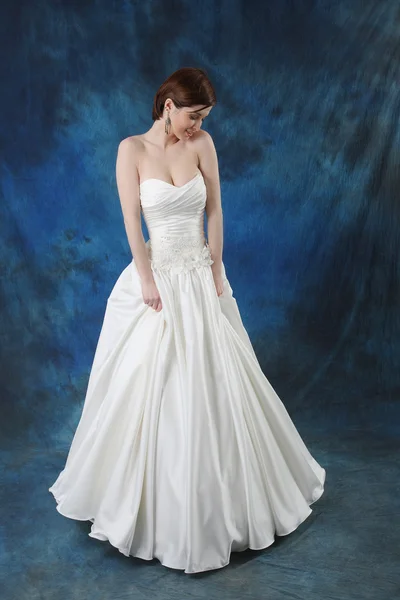 Young Bride in Long Classic Bridal Dress Stock Image