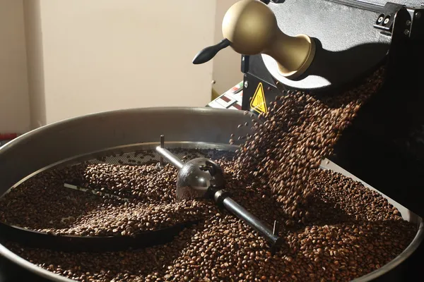 Frisch geröstete Kaffeebohnen Stockfoto