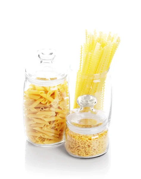 Macaroni in glass container — Stock Photo, Image